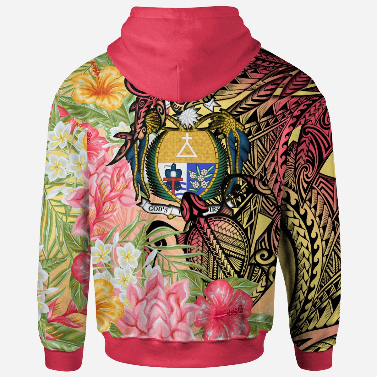 Nauru Hoodie Flowers Tropical With Sea Animals - Polynesian Pride
