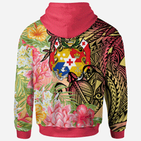Tonga Hoodie Flowers Tropical With Sea Animals - Polynesian Pride