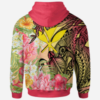 Kanaka Maoli Hoodie Flowers Tropical With Sea Animals - Polynesian Pride