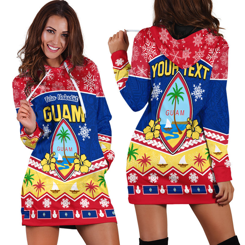 (Custom Personalised) Guam Tribal Polynesian Christmas Vibe Hoodie Dress LT9 Blue - Polynesian Pride