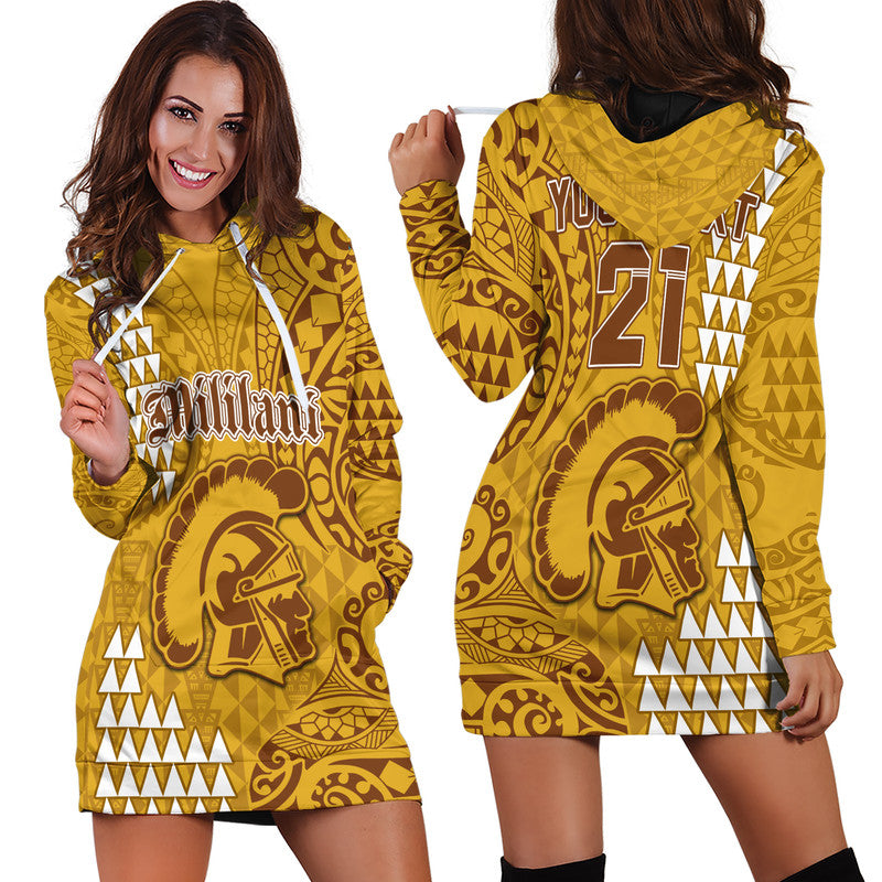 (Custom Personalised) Hawaii Mililani High School Hoodie Dress Tribal Kakau LT9 Yellow - Polynesian Pride