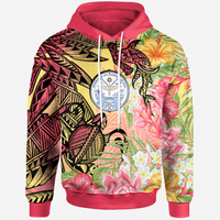 Marshall Islands Hoodie Flowers Tropical With Sea Animals Unisex Pink - Polynesian Pride