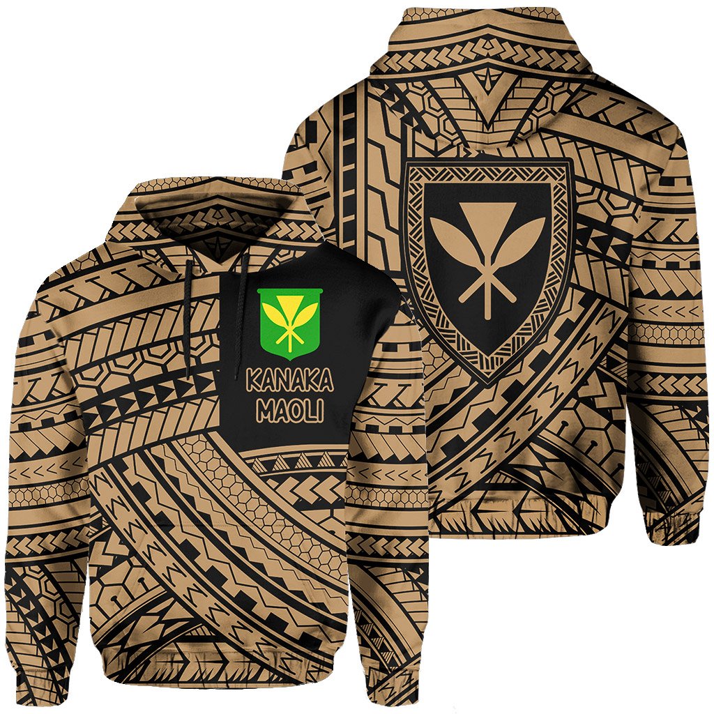 Polynesian Protect Mauna Kea Kanaka Maoli Hawaii Hoodie Gold Quarter Style Unisex Gold - Polynesian Pride