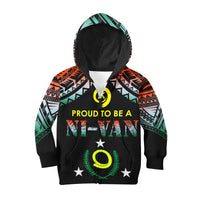 Vanuatu Proud To Be A Ni-Van - Polynesian Pattern KID Hoodie - Penama Province LT7 Zip Hoodie Black - Polynesian Pride
