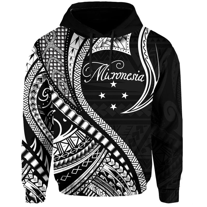 Custom Federated States of Micronesia Hoodie Black Polynesian Wave Style LT9 Hoodie Black - Polynesian Pride