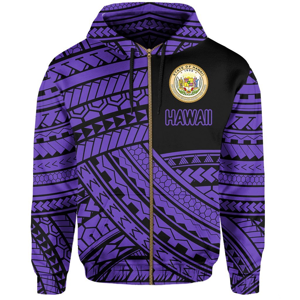 Polynesian Protect Mauna Kea Kanaka Maoli Hawaii Zip Hoodie Purple Quarter Style - Polynesian Pride