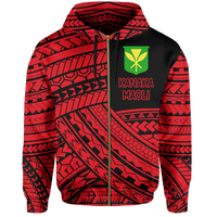 Polynesian Protect Mauna Kea Kanaka Maoli Hawaii Zip Hoodie Red Quarter Style - Polynesian Pride
