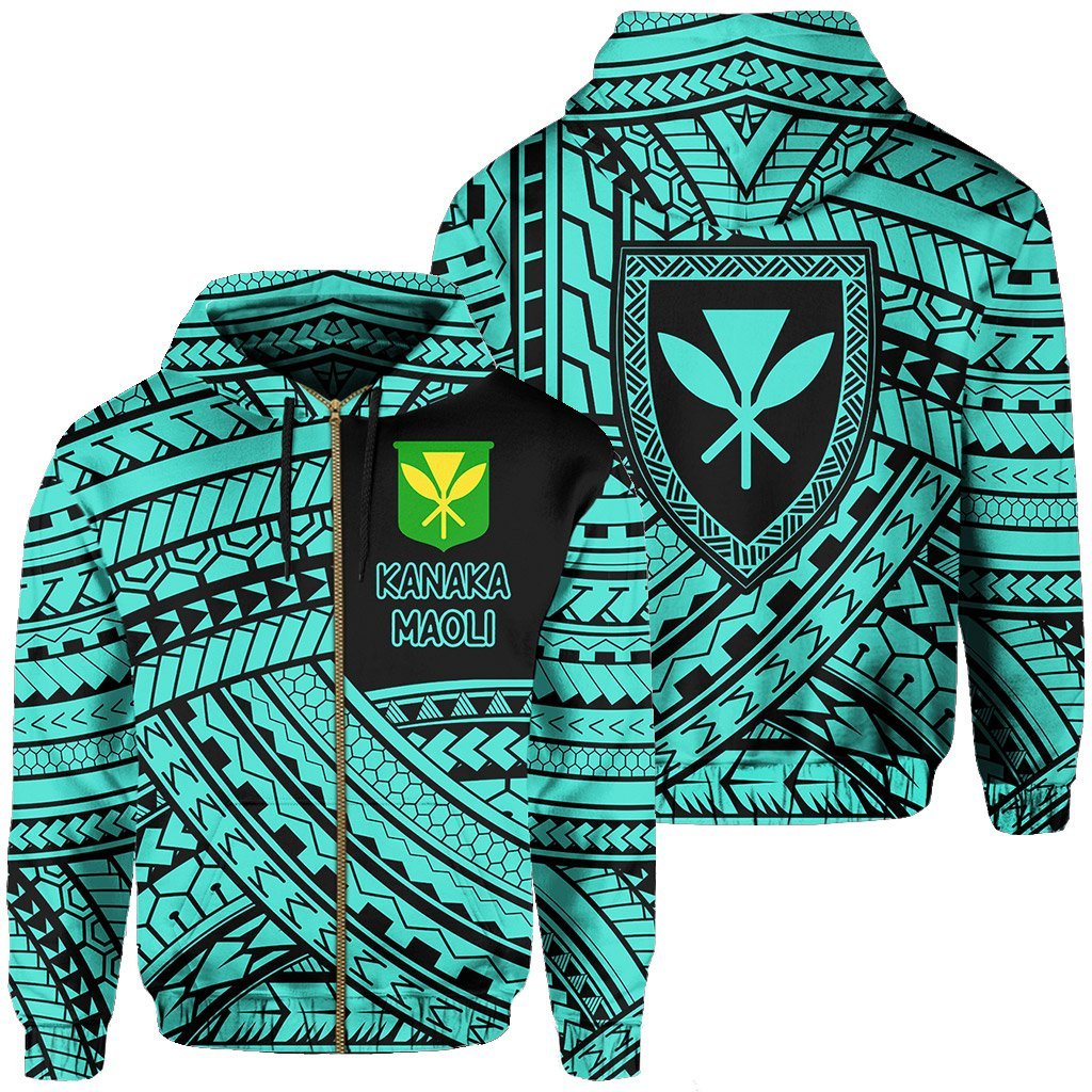 Polynesian Protect Mauna Kea Kanaka Maoli Hawaii Zip Hoodie Turquoise Quarter Style Unisex Turquoise - Polynesian Pride