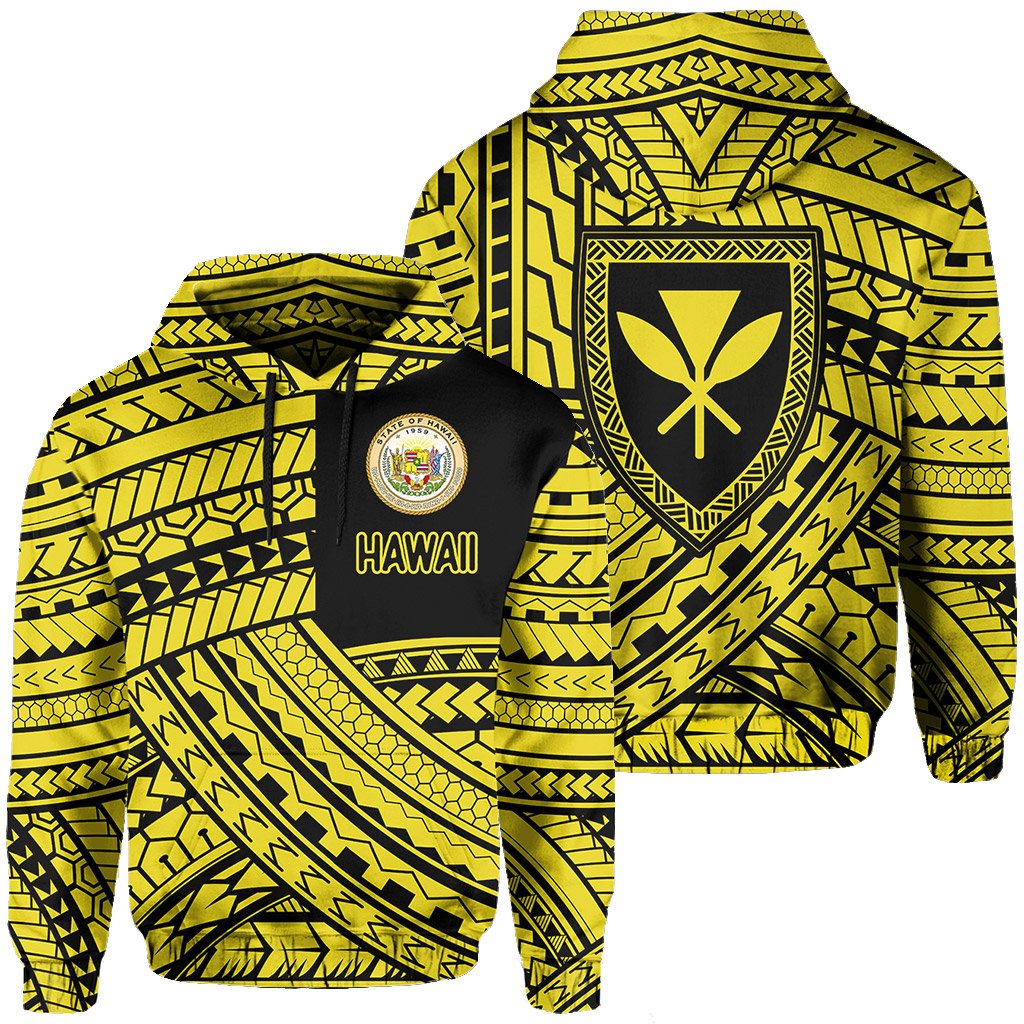 Polynesian Protect Mauna Kea Kanaka Maoli Hawaii Hoodie Yellow Quarter Style Unisex Yellow - Polynesian Pride