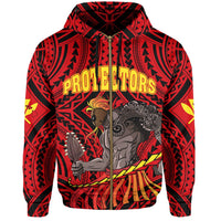 Polynesian Protect Mauna Kea Ikaika Warrior Weapon Hawaii Zip Hoodie Red - Polynesian Pride