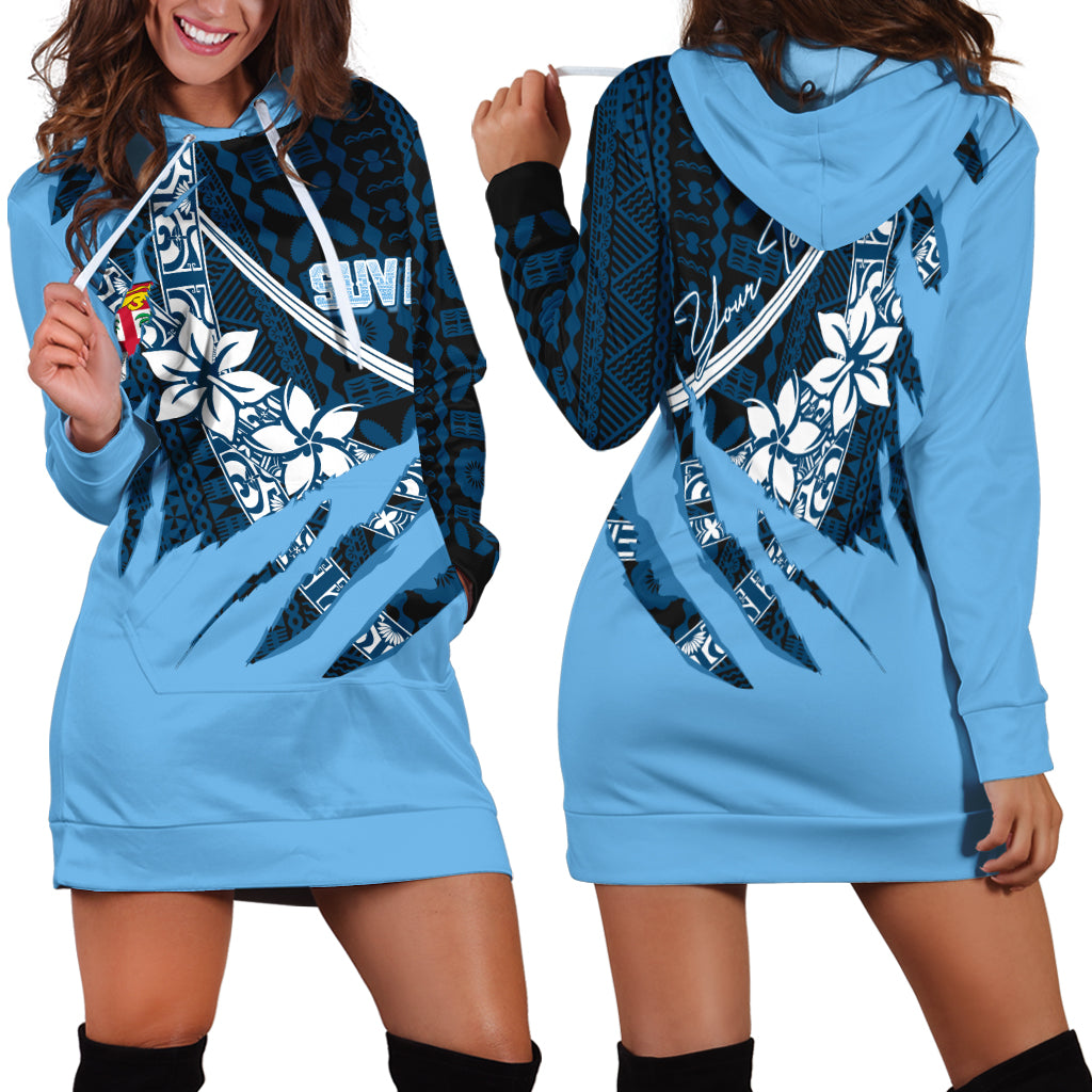 Fiji Suva Masi Pattern Personalised Hoodie Dress Claw Style LT7 - Polynesian Pride