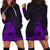 Maori Floral Pattern Hoodie Dress Hummingbird - Purple LT7 - Polynesian Pride