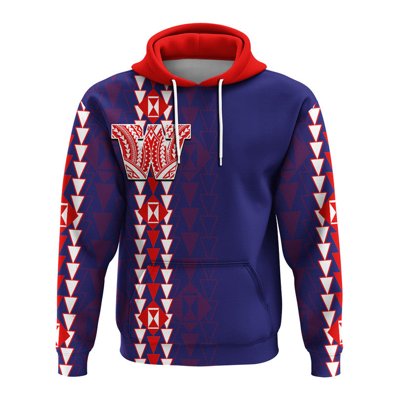 Hawaii Waianae High Mix Kakau Hoodie LT6 Pullover Hoodie Blue - Polynesian Pride