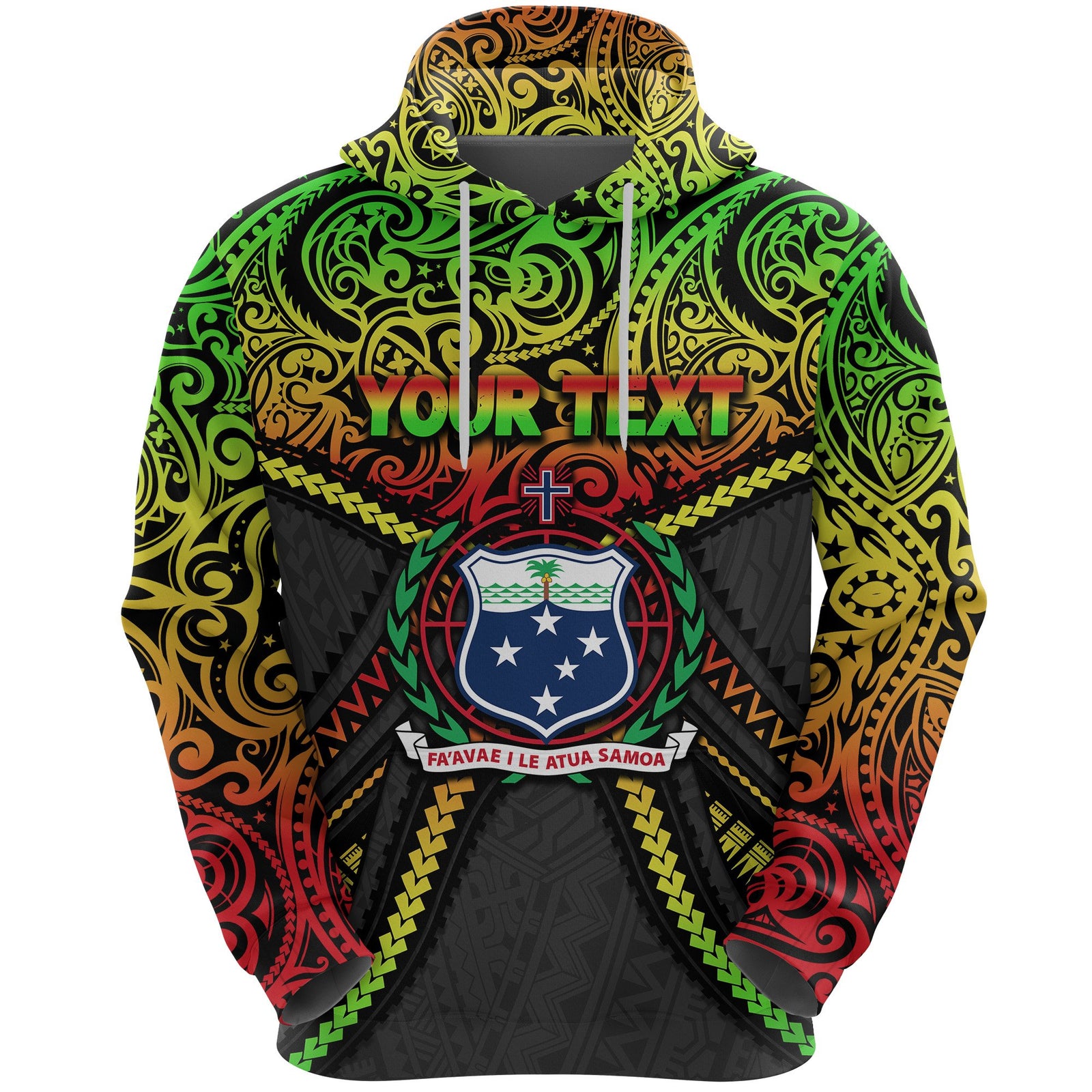 Custom Samoa Hoodie Polynesian Tattoo Seashore Unisex Reggae - Polynesian Pride
