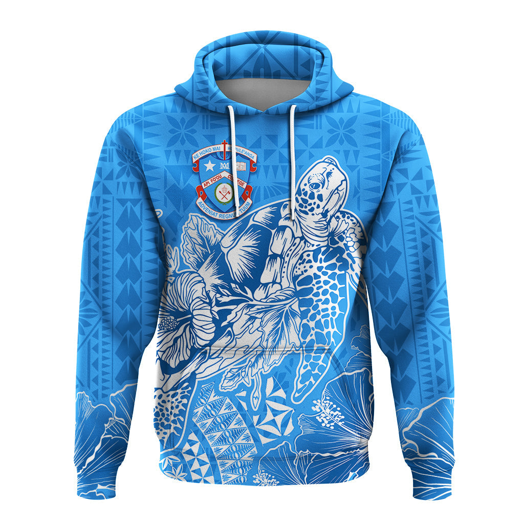 Apifoou College Tonga Hoodie Kupesi Style Ver02 LT7 Pullover Hoodie Blue - Polynesian Pride