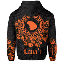 Lanai Map Hibiscus Polynesian Hoodie Lithe Style - Polynesian Pride