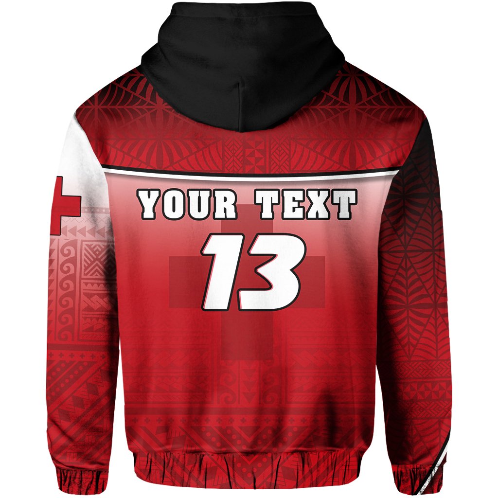 Custom Tonga Rugby Zip Hoodie Impressive Version Custom Text and Number - Polynesian Pride