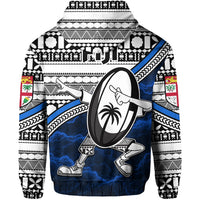 Fiji Rugby Zip Hoodie Tapa Cloth Dab Trend Style - Polynesian Pride