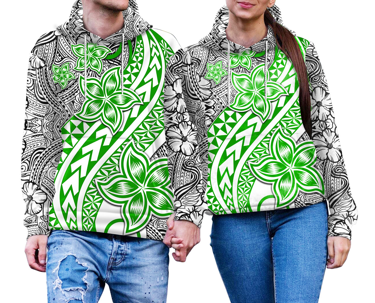 Traditional Polynesian Tribal Tattoo Retro Couple Hoodie Green LT9 - Polynesian Pride