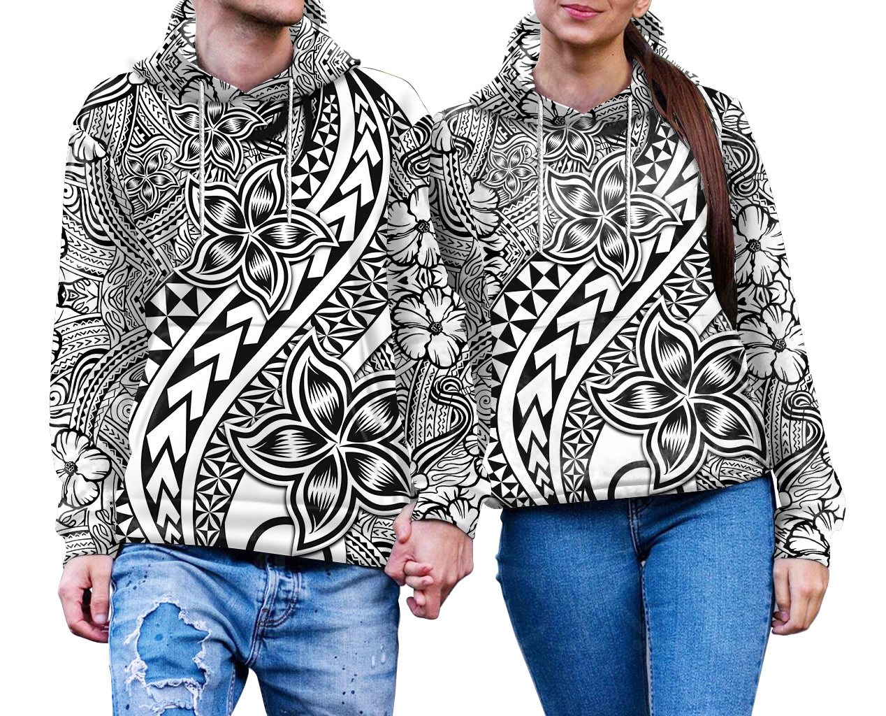 Traditional Polynesian Tribal Tattoo Retro Couple Hoodie Black LT9 - Polynesian Pride