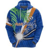 Marshall Islands Rugby Hoodie Coconut Leaves Unisex Blue - Polynesian Pride