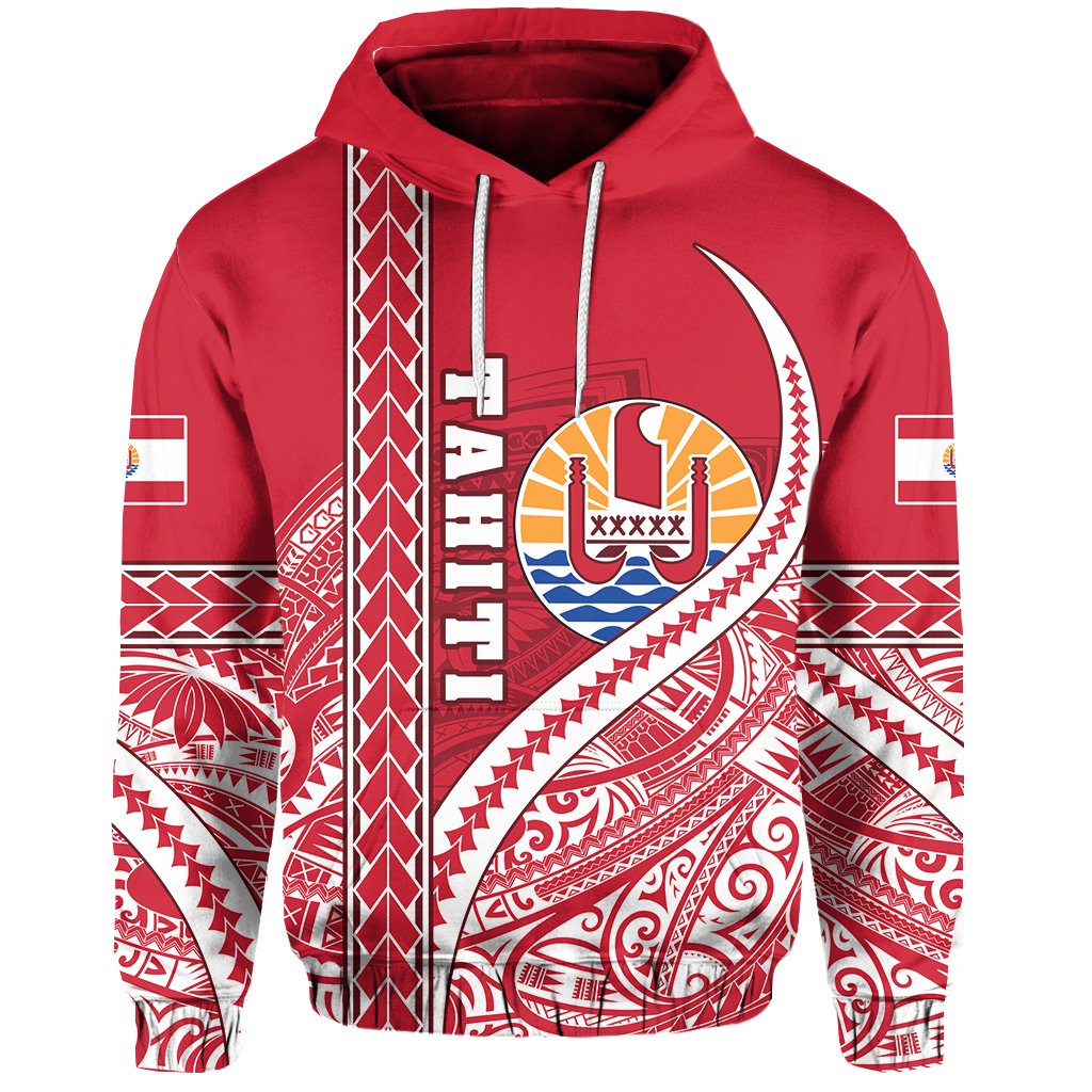 Tahiti Rugby Hoodie Marvelous Version Red Unisex Red - Polynesian Pride