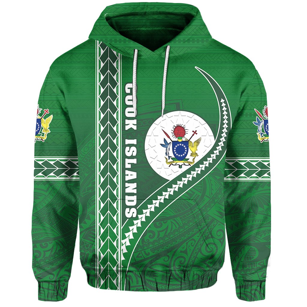 Custom Cook Islands Rugby Hoodie Simple Style Green Custom Text and Number - Polynesian Pride