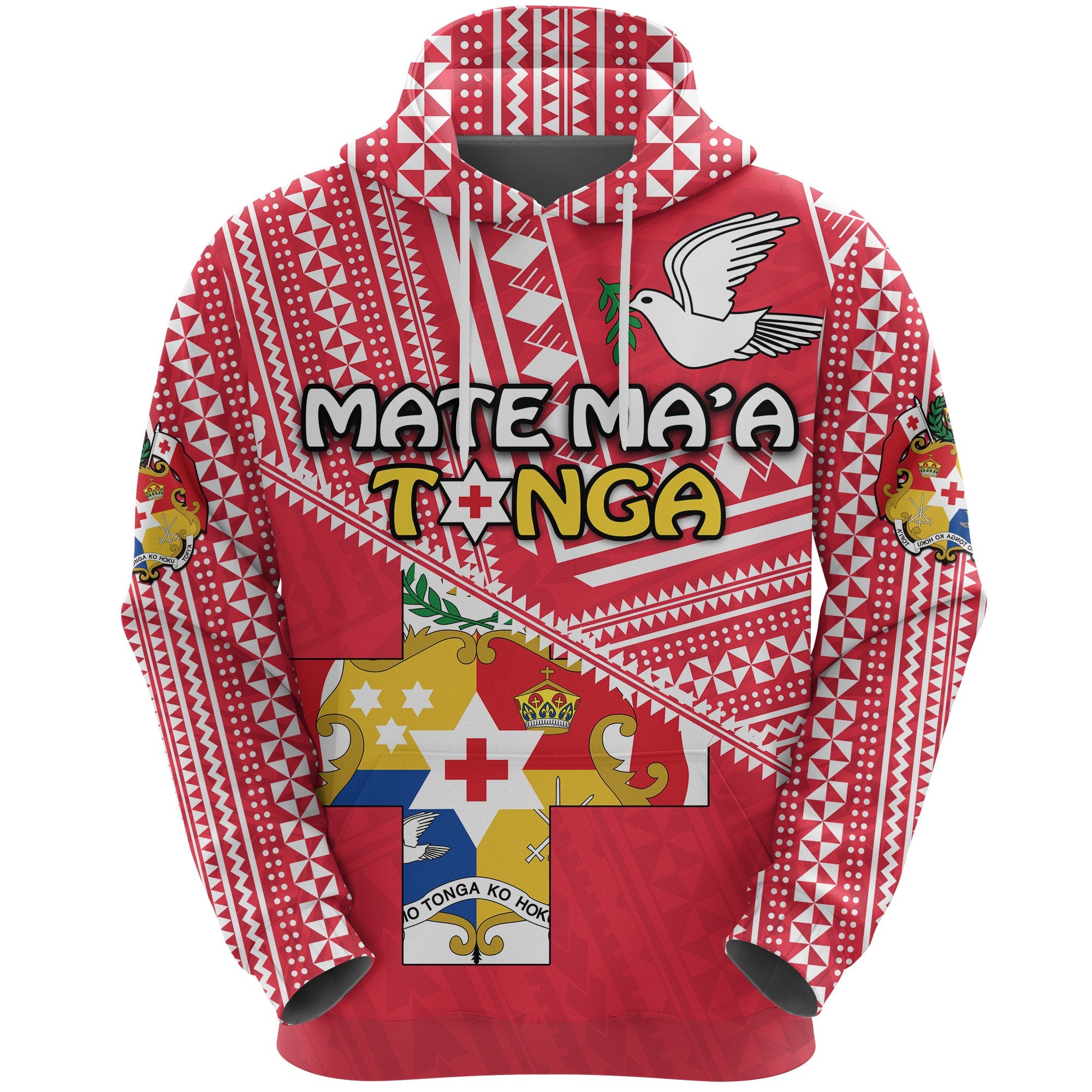 Mate Maa Tonga Hoodie Coat of Arms Unisex Red - Polynesian Pride