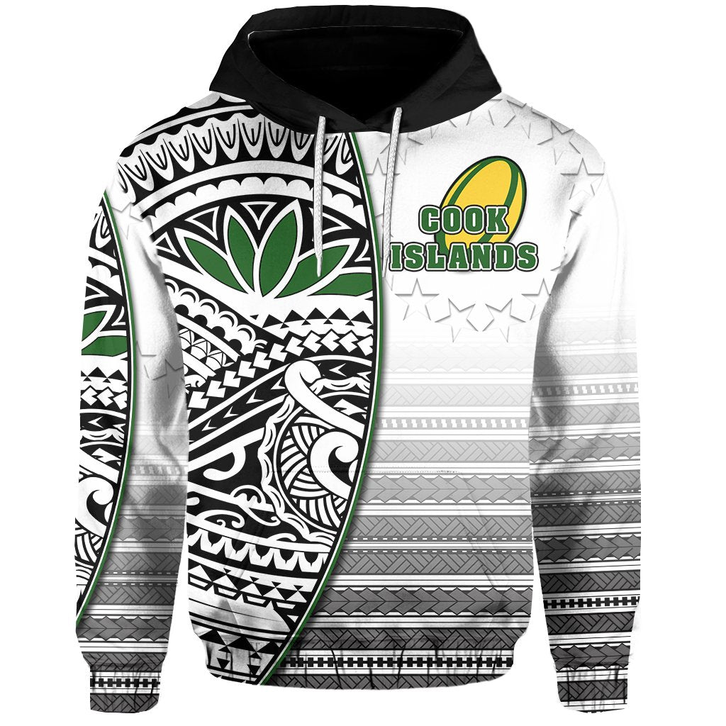 Custom Cook Islands Rugby Hoodie Impressive Version Black Custom Text and Number - Polynesian Pride