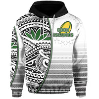 Custom Cook Islands Rugby Hoodie Impressive Version Black Custom Text and Number - Polynesian Pride