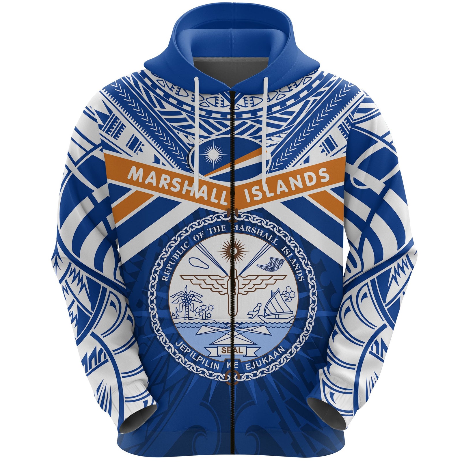 Marshall Islands Rugby Zip Hoodie Forever Unisex Blue - Polynesian Pride