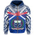 Custom Manu Samoa Zip Hoodie Simple Coat of Arms Rugby Unisex Blue - Polynesian Pride