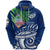 Custom Guam Rugby Zip Hoodie Coconut Leaves Unisex Blue - Polynesian Pride