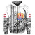 Custom Tahiti Rugby Zip Hoodie Marvelous Version White Custom Text and Number - Polynesian Pride