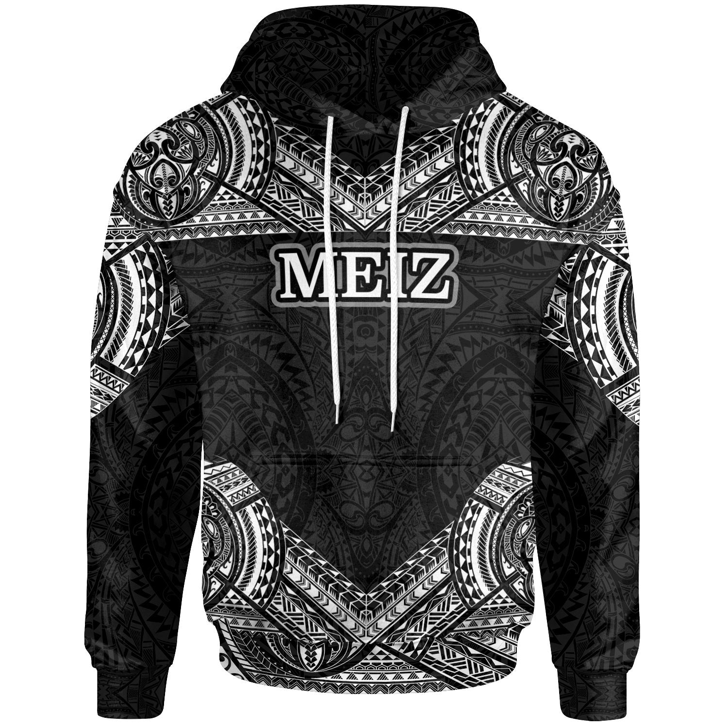 Hawaii Hoodie Meiz Turtle Polynesian Pattern Unisex Black - Polynesian Pride