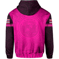 Polynesian Flag Seal of Hawaii Zip Hoodie Pink - Polynesian Pride