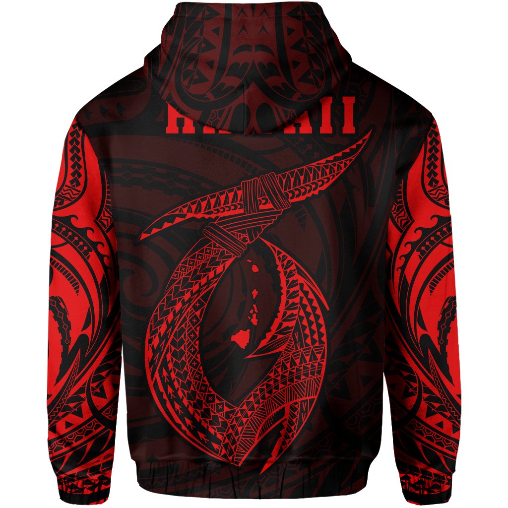Hawaii Hook Polynesian Red Maui Hoodie (Zip) - Polynesian Pride