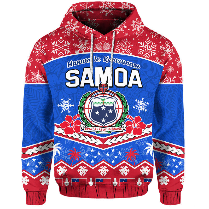 Custom Samoa Tribal Polynesian Christmas Vibe Hoodie LT9 Pullover Hoodie Blue - Polynesian Pride