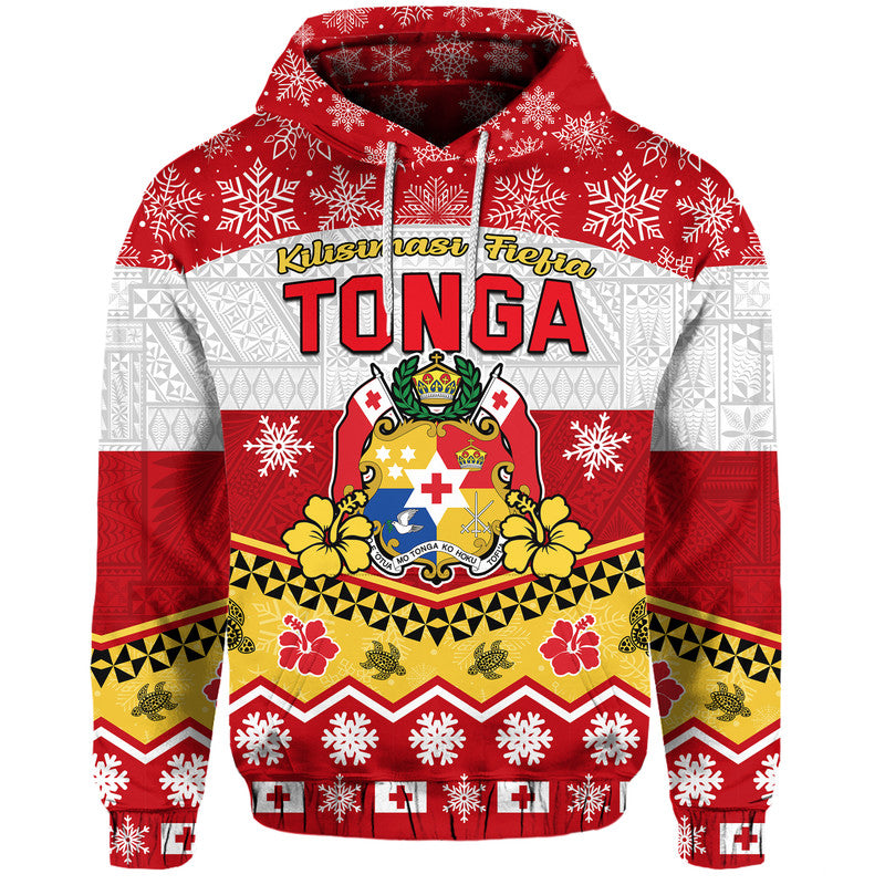 Custom Tonga Christmas Kilisimasi Fiefia Coat of Arms Hoodie LT9 Pullover Hoodie Red - Polynesian Pride