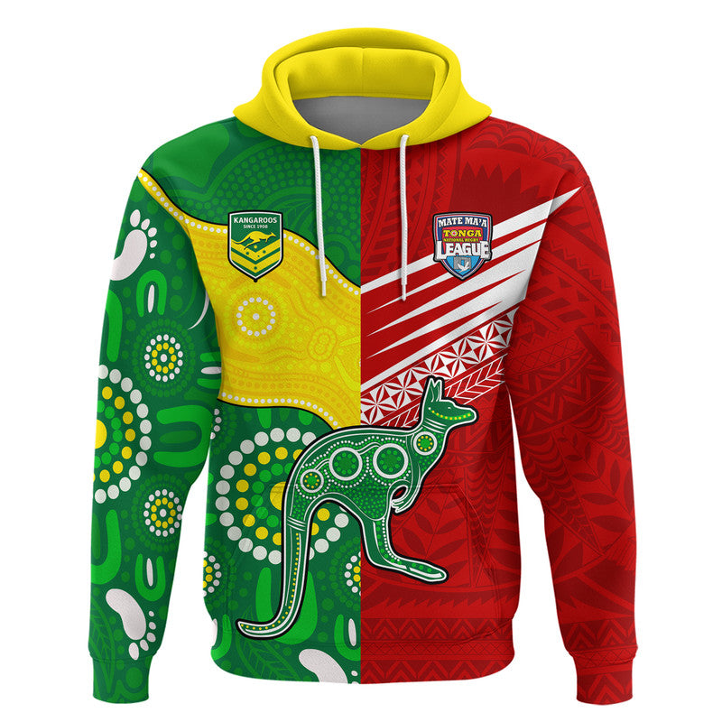 Custom Australia Kangaroos and Mate Maa Tonga Hoodie No2 LT9 Pullover Hoodie Red - Polynesian Pride