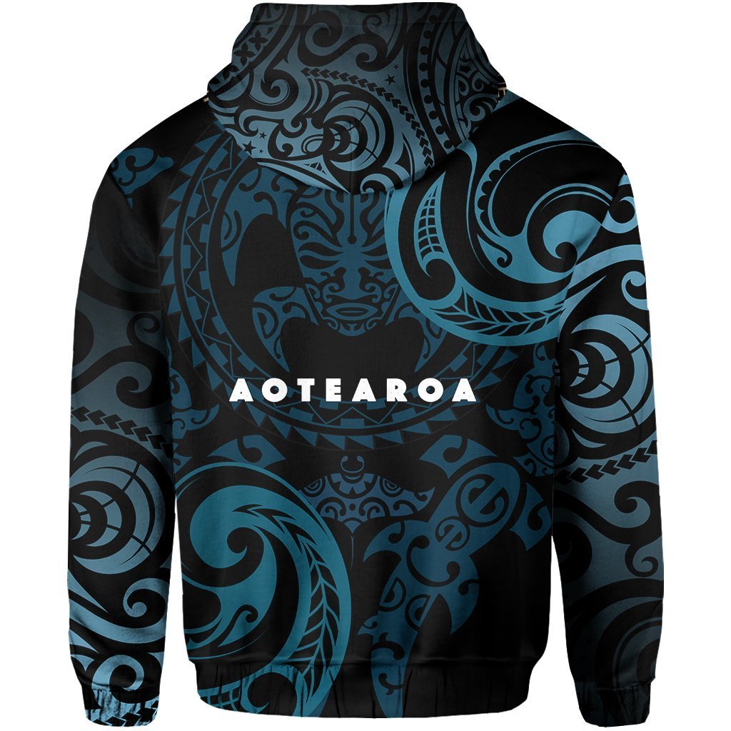 Maori Tangaroa Zip Hoodie Blue - Polynesian Pride