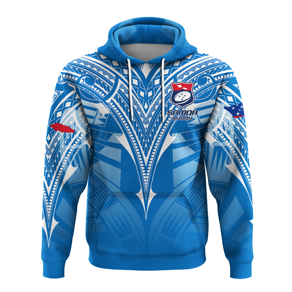 Custom Samoa Rugby Toa Samoa Blue Style Hoodie LT2 - Polynesian Pride
