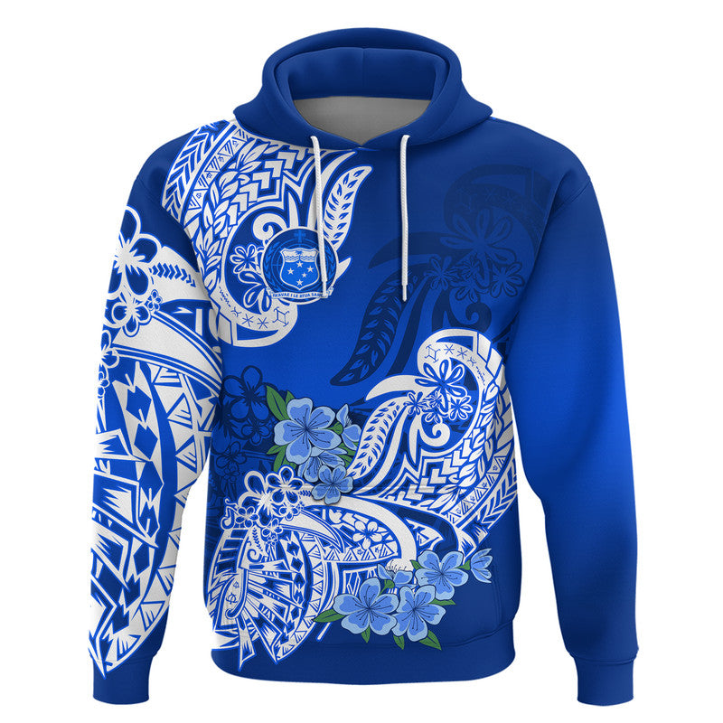 Polynesian Samoa Floral Tribal Hoodie LT9 Blue - Polynesian Pride