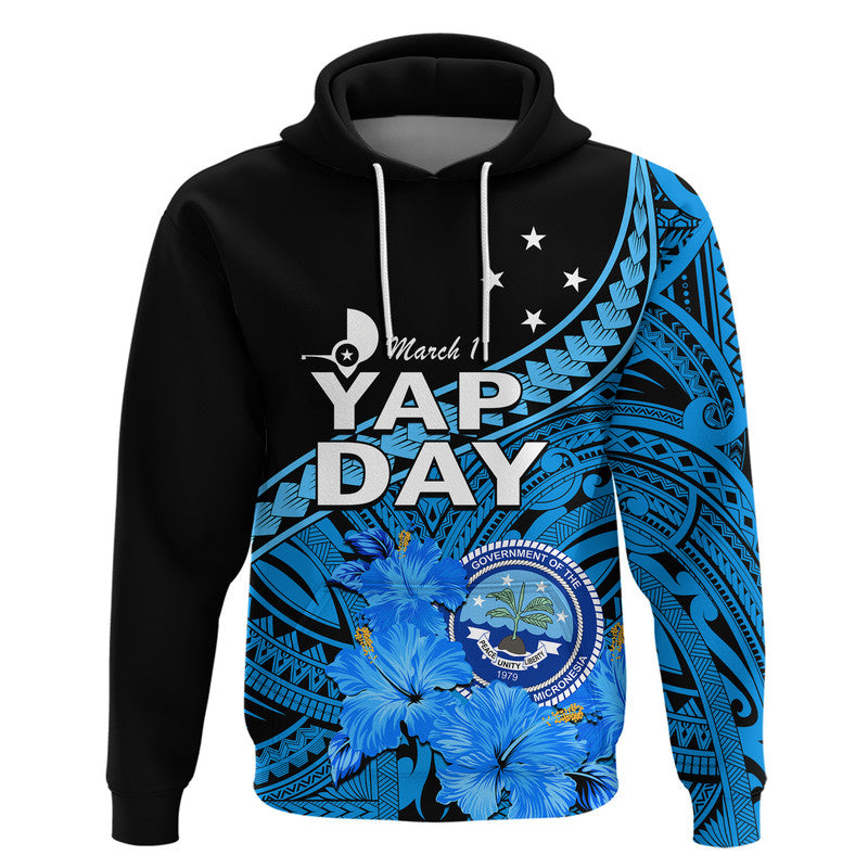 Custom Yap State Day Hoodie Yap Flag and FSM Seal LT9 Pullover Hoodie Blue - Polynesian Pride