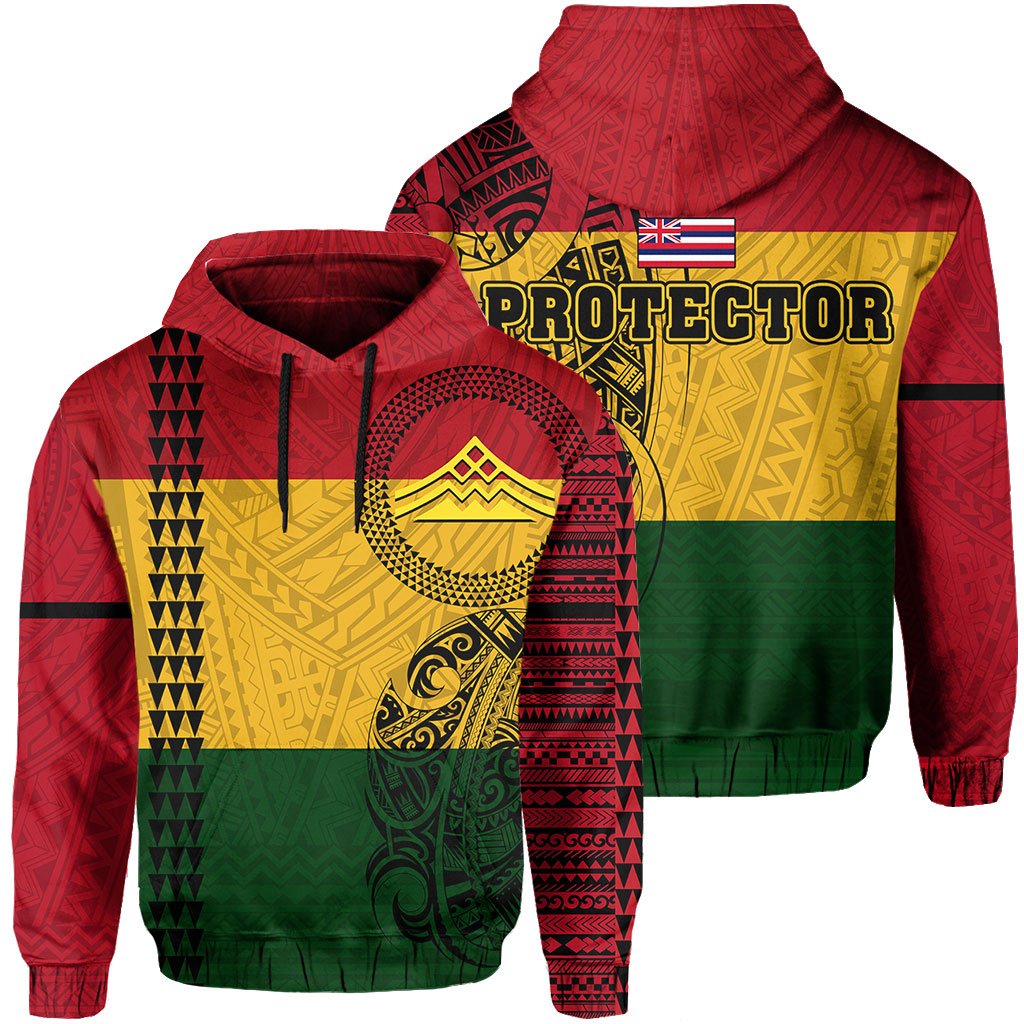 Polynesian Kakau Mauna Kea Protectors Kanaka Flag Hawaii Hoodie Unisex Red - Polynesian Pride