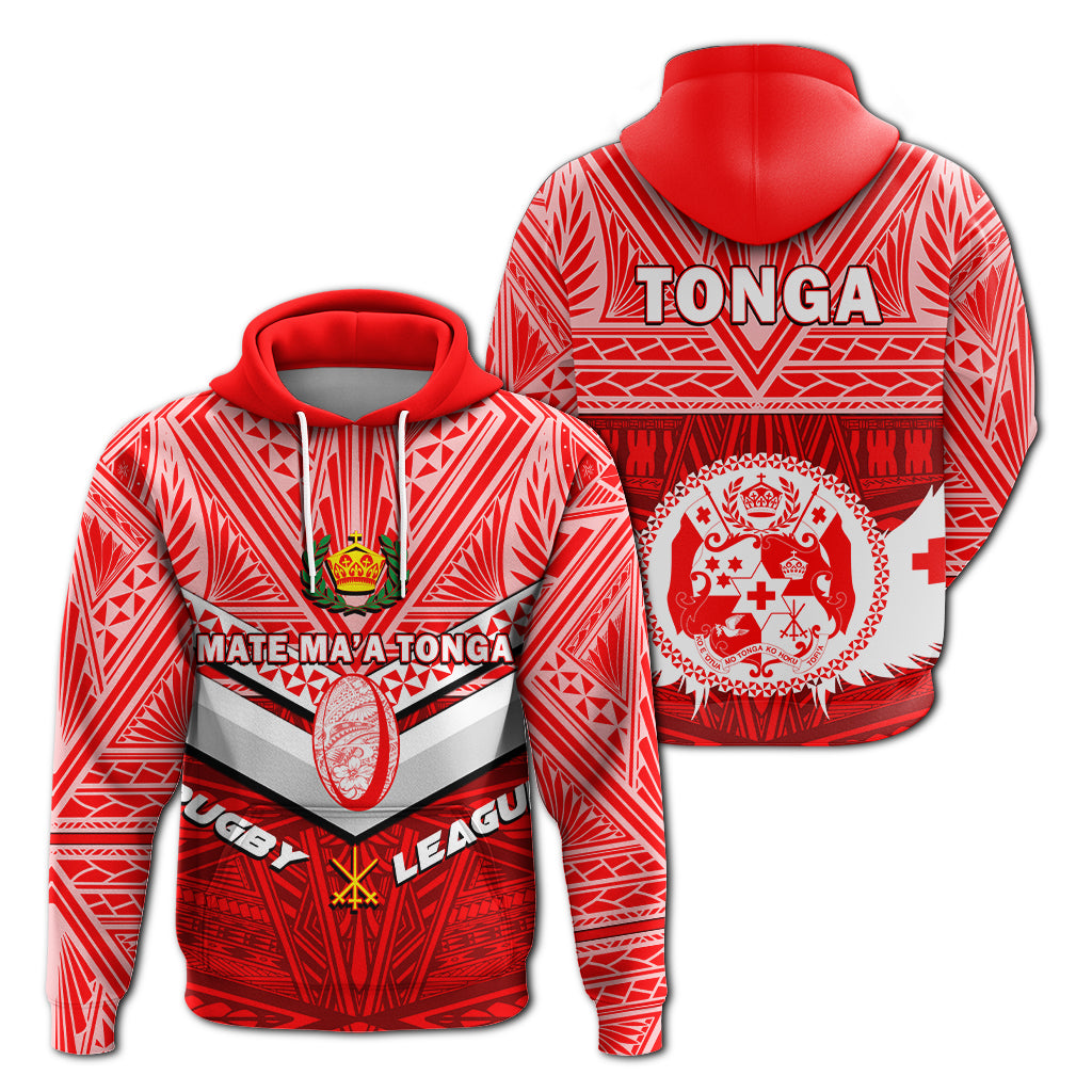 Tonga Rugby Mate Maa Tonga Tapa Pattern Hoodie LT2 Hoodie RED - Polynesian Pride