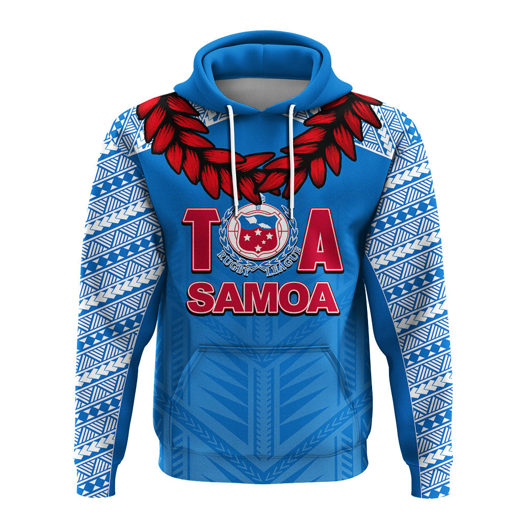 Toa Samoa Ula Fla Rugby Hoodie Blue Sky Jersey 2022 LT6 Pullover Hoodie Blue - Polynesian Pride