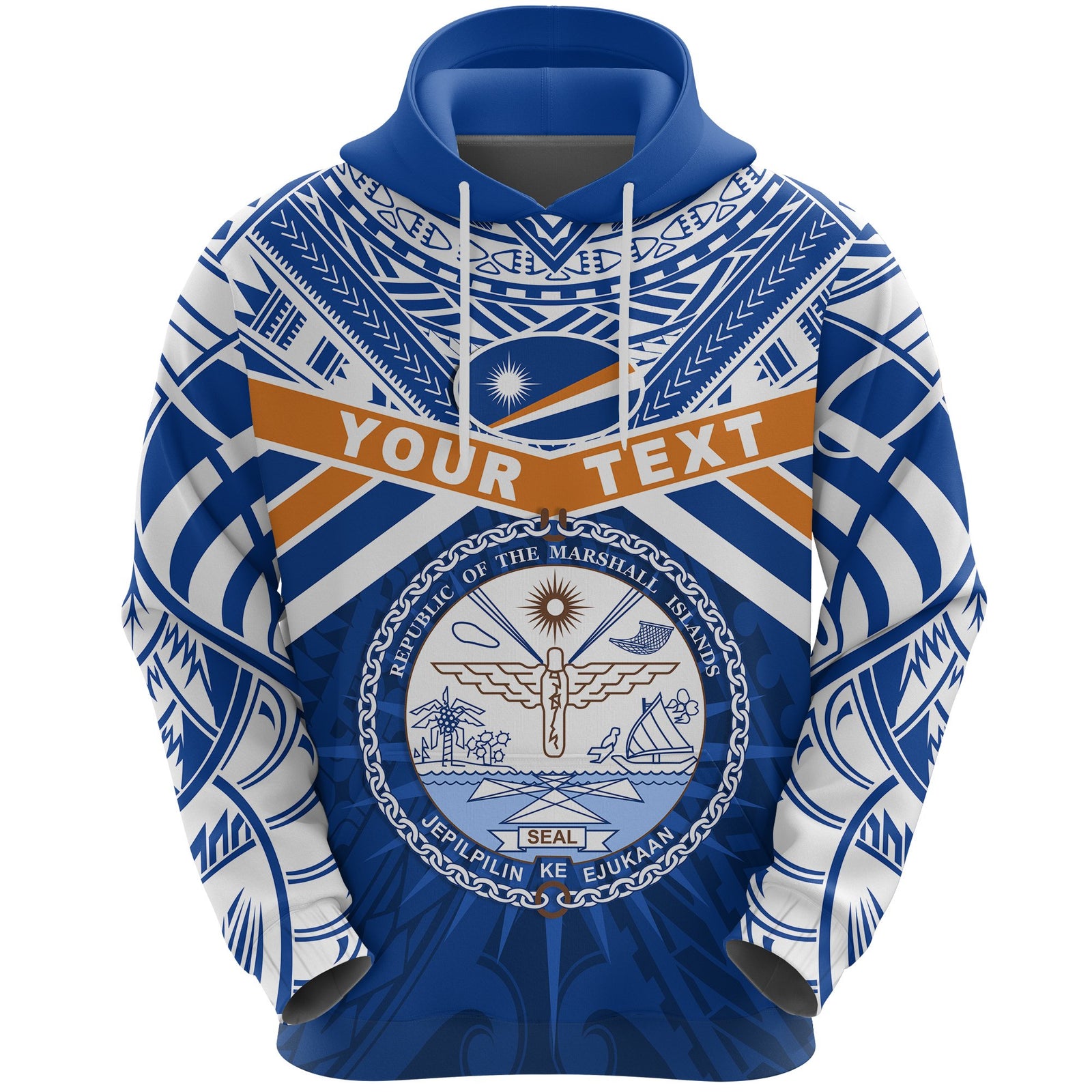Custom Marshall Islands Rugby Hoodie Forever Unisex Blue - Polynesian Pride