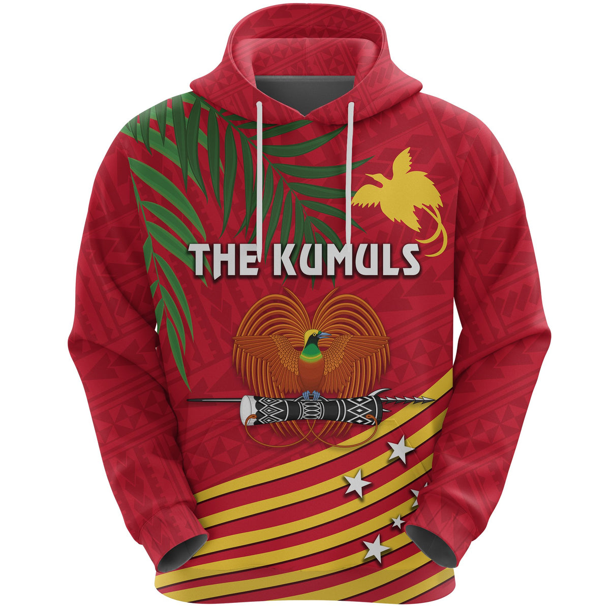 Papua New Guinea Rugby Hoodie Coconut Leaves The Kumuls Unisex Red - Polynesian Pride