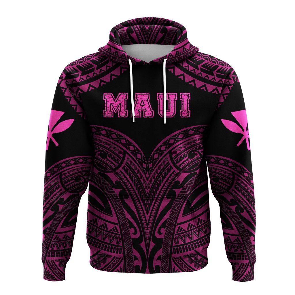 Hawaiian Kanaka Map Polynesian Maui Hoodie Pink Brad Style - Polynesian Pride